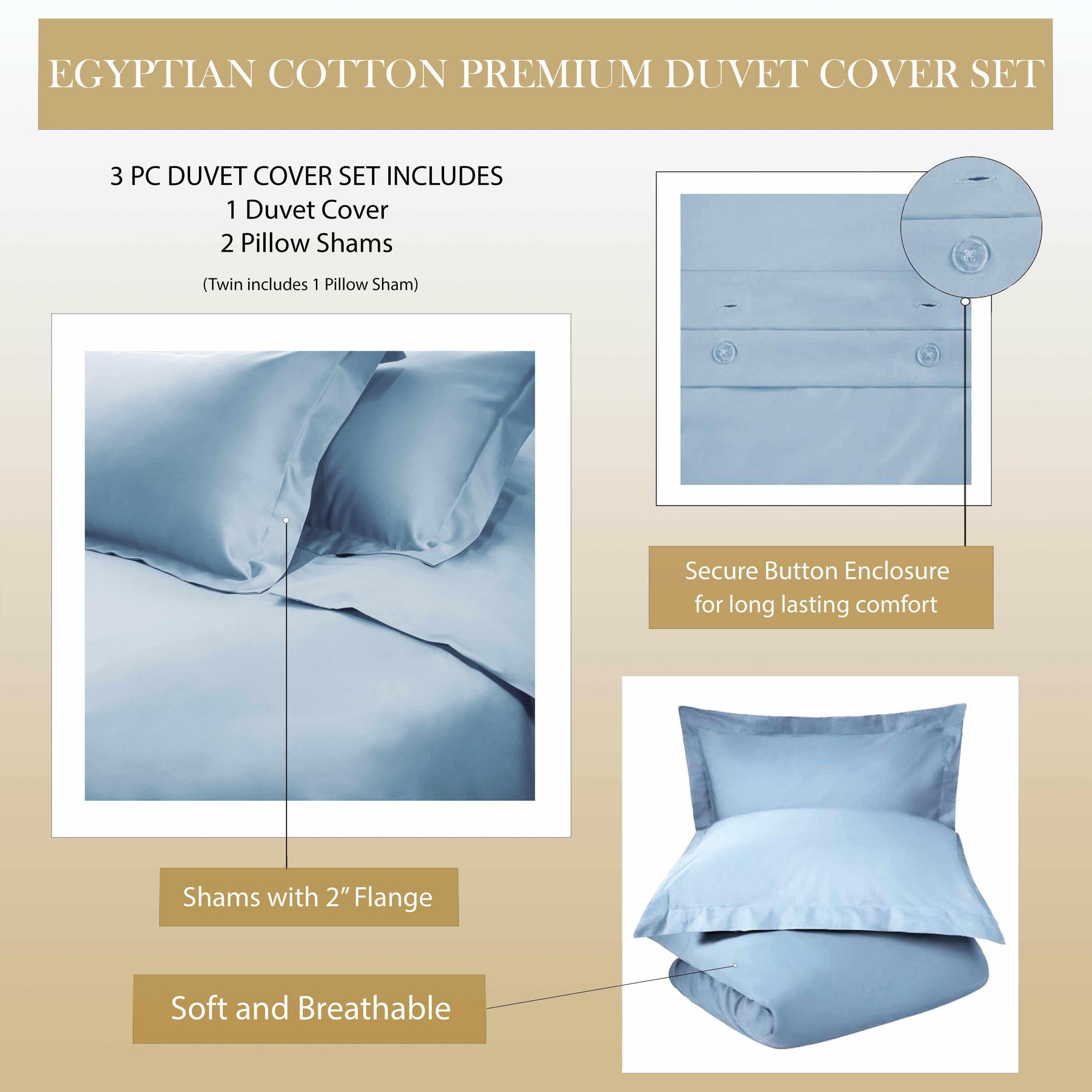 1500 Thread Count Egyptian Cotton Solid Duvet Cover Set - Duvet Cover Set by Superior