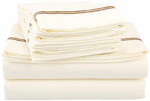 2-Line Embroidered Trim Microfiber 6 Piece Solid Sheet Set - by Superior