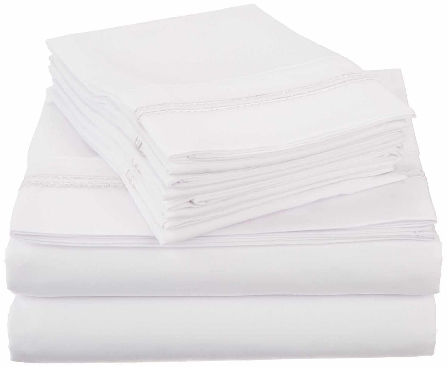 2-Line Embroidered Trim Microfiber 6 Piece Solid Sheet Set - by Superior