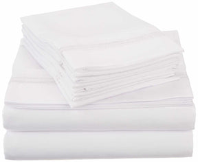 2-Line Embroidered Trim Microfiber 6 Piece Solid Sheet Set - by Superior