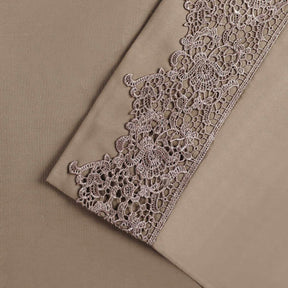 2 Piece Microfiber Lace Embroidery Solid Pillowcase Set - by Superior