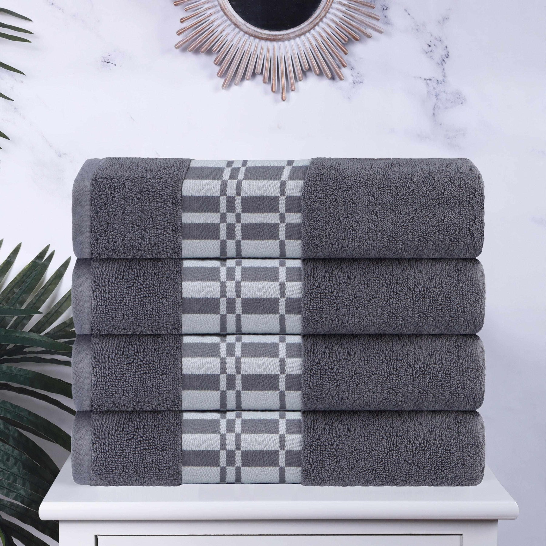 Superior Athens Cotton 6-Piece Decorative Towels, Ivory/ Black
