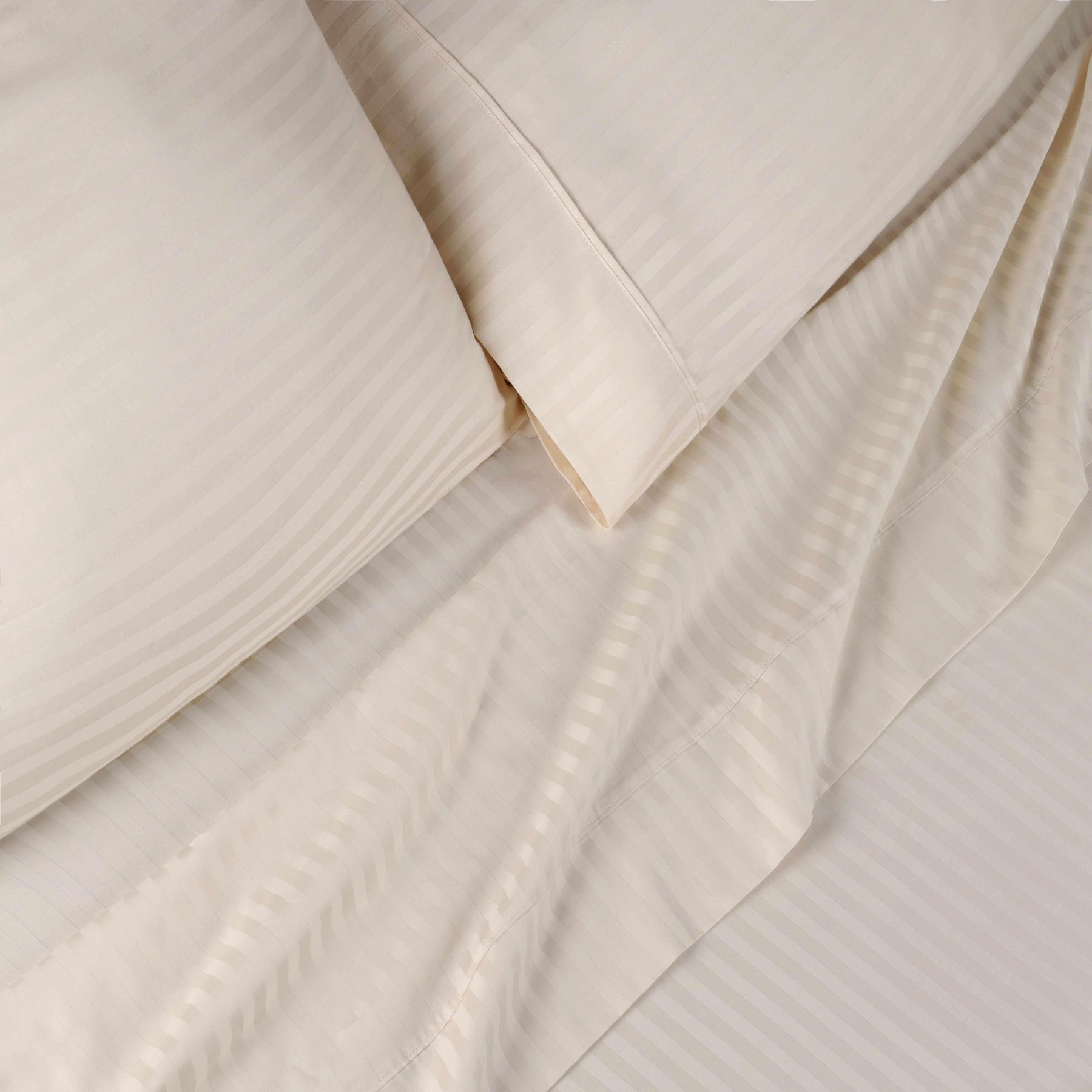 300 Thread Count Egyptian Cotton Striped Deep Pocket Sheet Set - Ivory