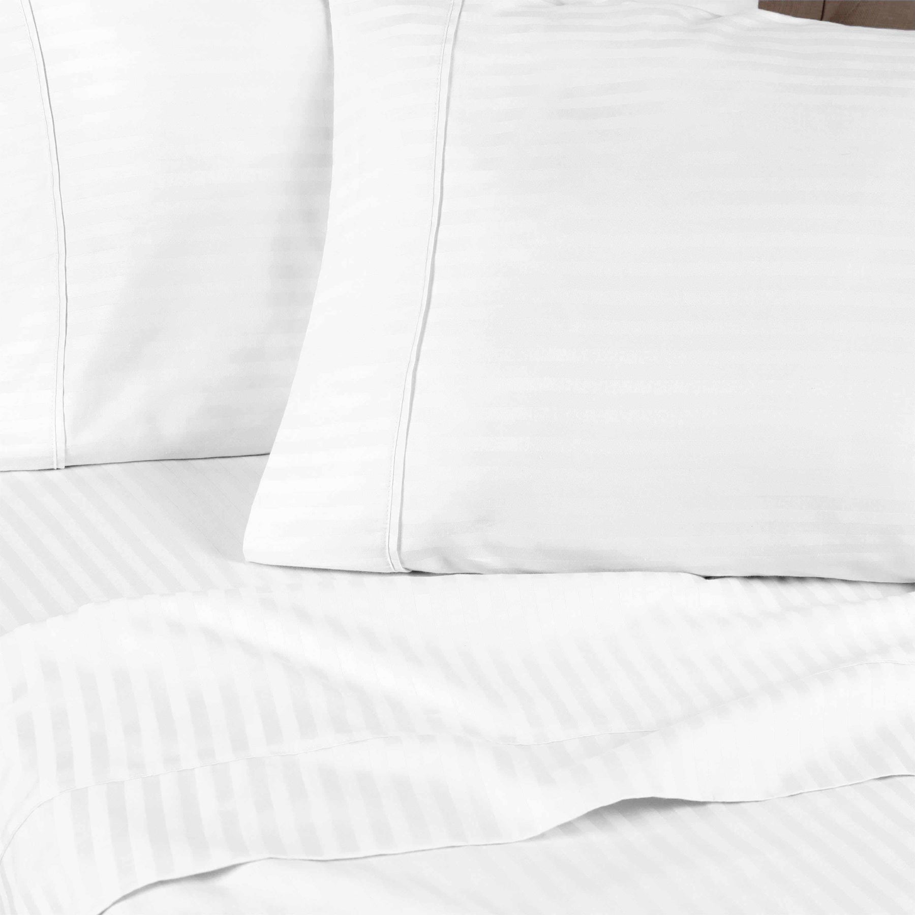 300 Thread Count Egyptian Cotton Striped Deep Pocket Sheet Set - White