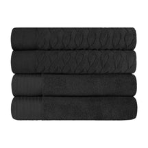 Turkish Cotton Jacquard Herringbone and Solid 4 Piece Bath Towel Set - Bath Towel by Superior - Superior 