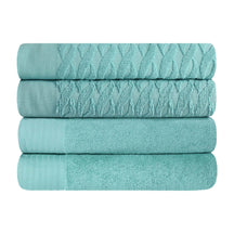 Turkish Cotton Jacquard Herringbone and Solid 4 Piece Bath Towel Set - Bath Towel by Superior - Superior 