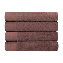 Turkish Cotton Jacquard Herringbone and Solid 4 Piece Bath Towel Set - Bath Towel by Superior - Superior 