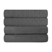 Turkish Cotton Jacquard Herringbone and Solid 4 Piece Bath Towel Set - Bath Towel by Superior - Superior 