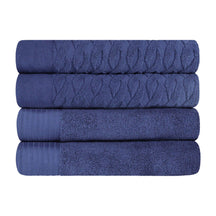 Turkish Cotton Jacquard Herringbone and Solid 4 Piece Bath Towel Set - Bath Towel by Superior - Superior 