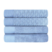 Turkish Cotton Jacquard Herringbone and Solid 4 Piece Bath Towel Set - Bath Towel by Superior - Superior 