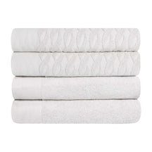 Turkish Cotton Jacquard Herringbone and Solid 4 Piece Bath Towel Set - Bath Towel by Superior - Superior 