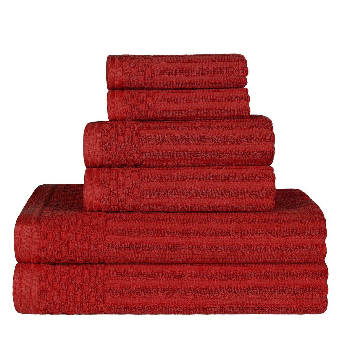 Ribbed Textured Cotton Ultra-Absorbent 6 Piece Towel Set - Towel Set by Superior - Superior 