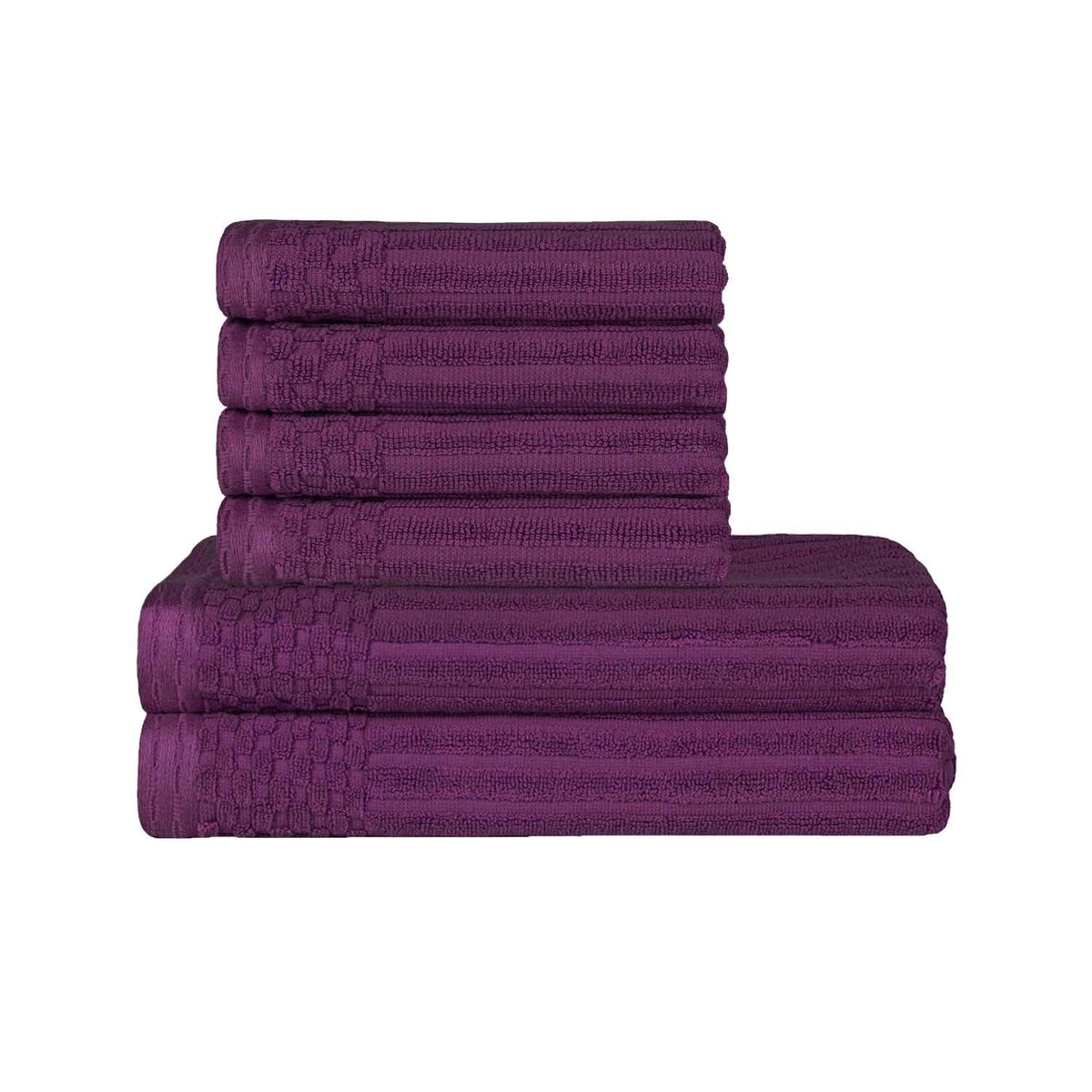 Soho Ribbed Textured Cotton Absorbent Hand and Bath Towel Set - Towel Set by Superior - Superior 