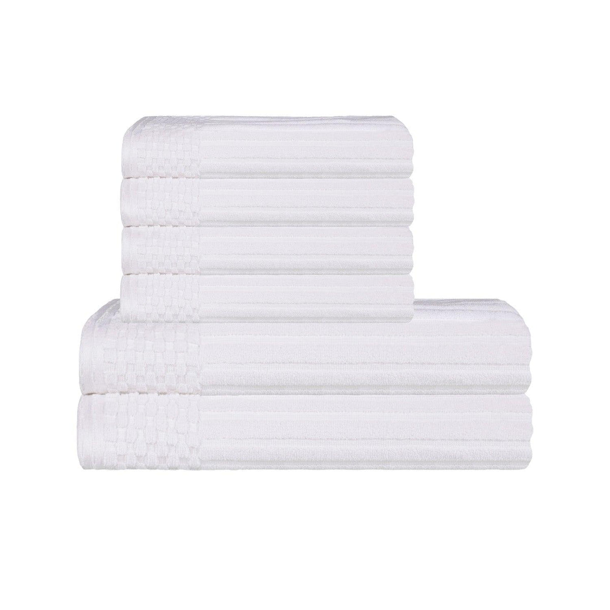 Soho Ribbed Textured Cotton Absorbent Hand and Bath Towel Set - Towel Set by Superior - Superior 