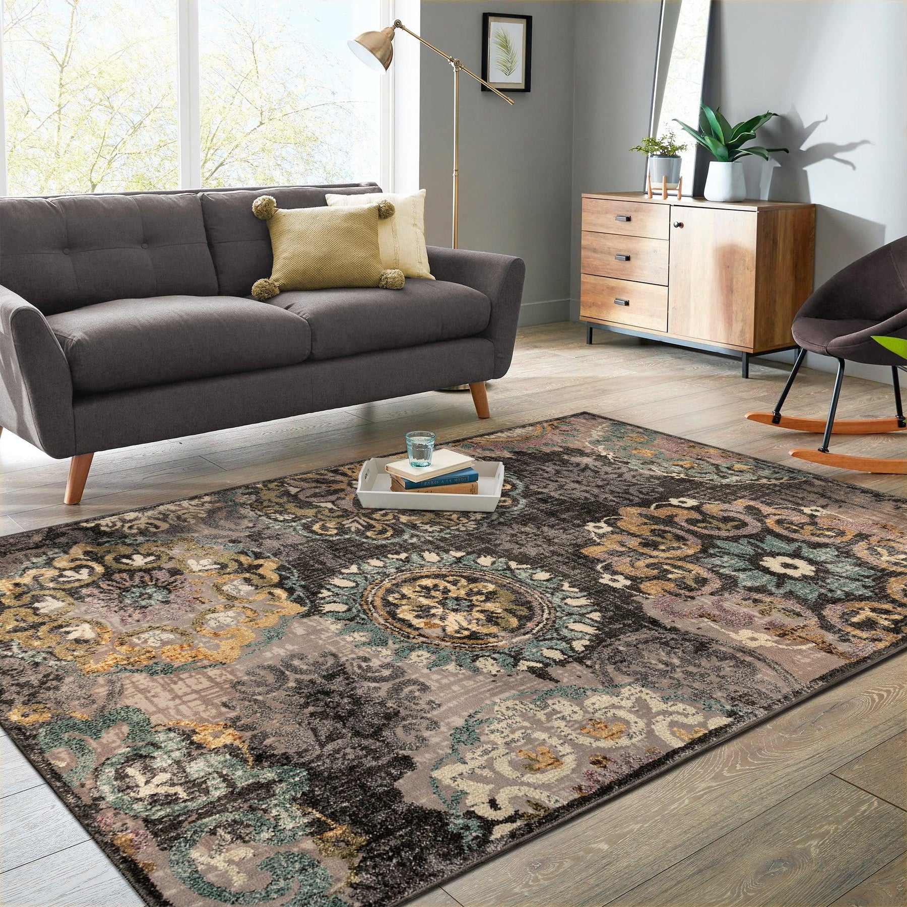 Ceyone Distressed Floral Medallion Area Rug - by Superior - Superior 