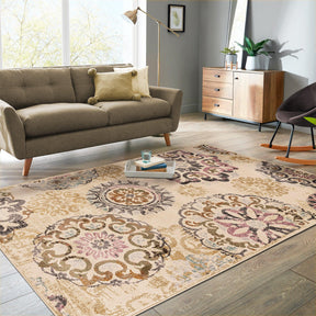 Ceyone Distressed Floral Medallion Area Rug - by Superior - Superior 