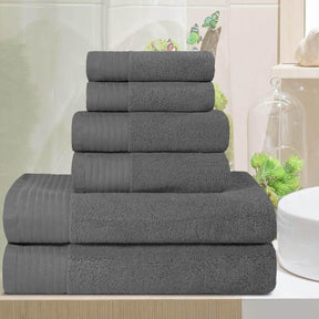 Premium Turkish Cotton Herringbone Solid Assorted 6 Piece Towel Set - Towel Set by Superior - Superior 