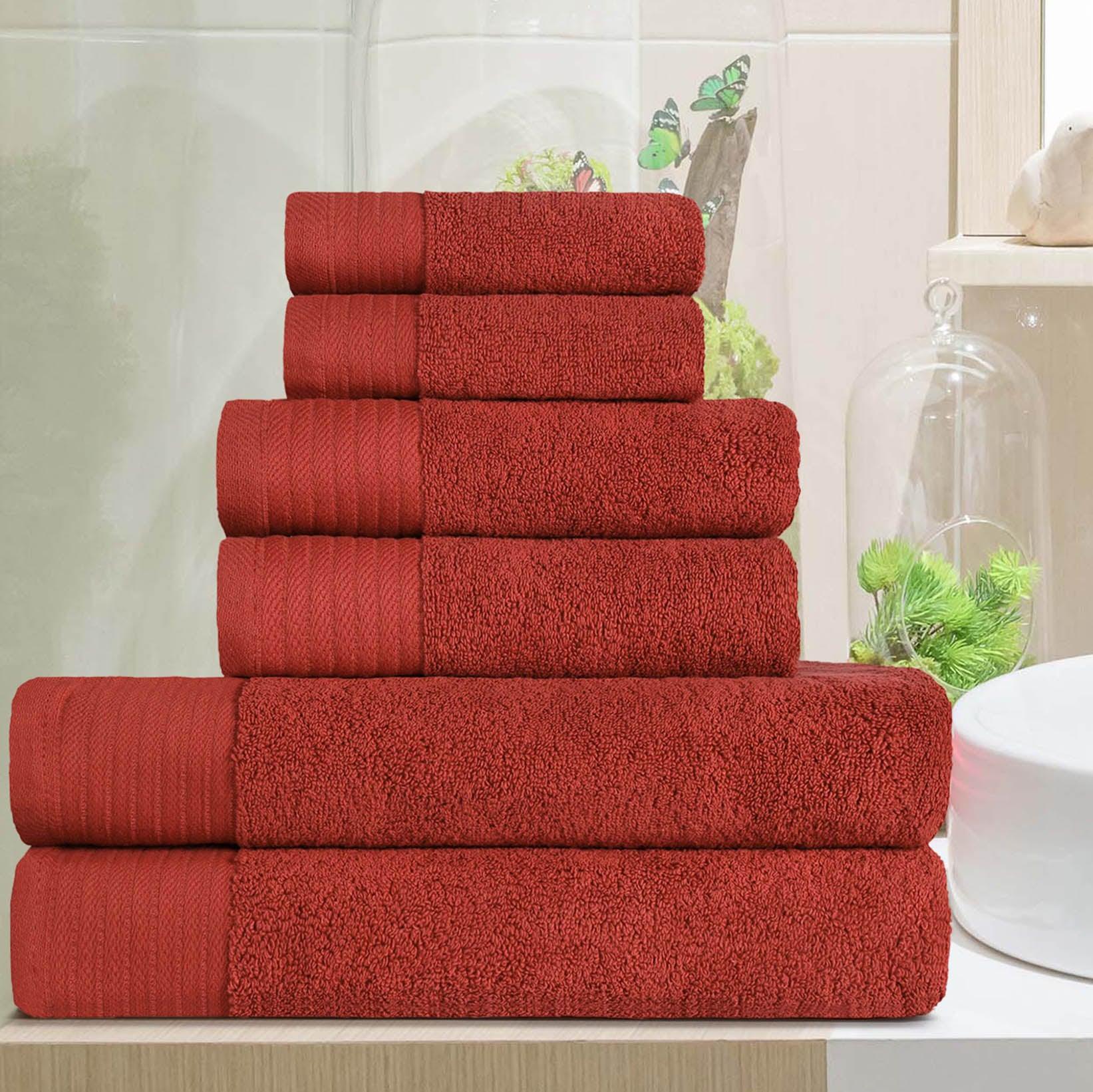 Premium Turkish Cotton Herringbone Solid Assorted 6 Piece Towel Set - Towel Set by Superior - Superior 