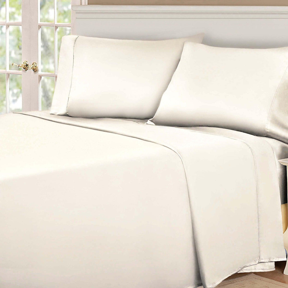 Egyptian Cotton 530 Thread Count Solid Deep Pocket Bed Sheet Set - Ivory