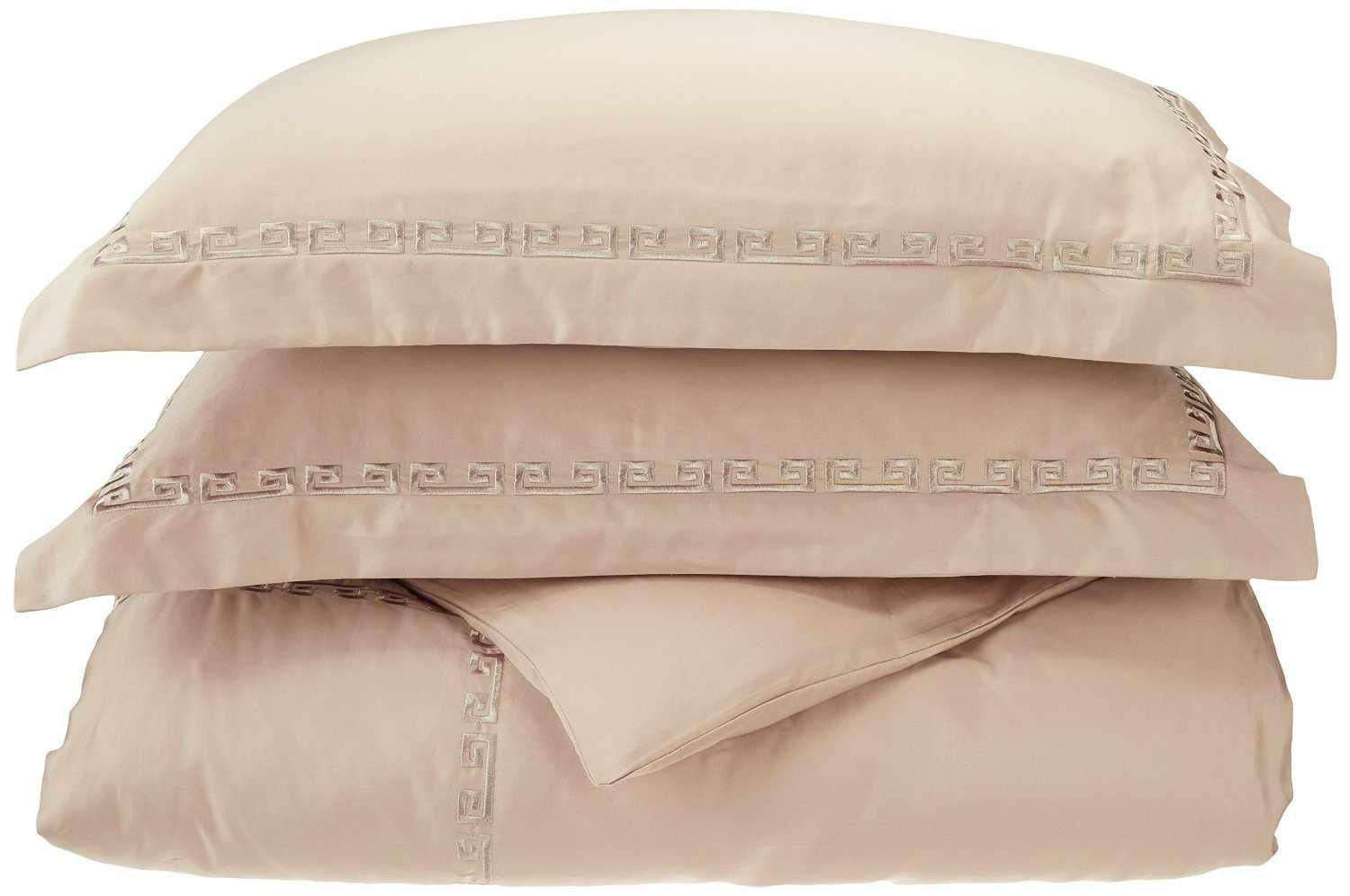 600 Thread Count Combed Cotton Greek Key Embroidered Duvet Cover Set - by Superior