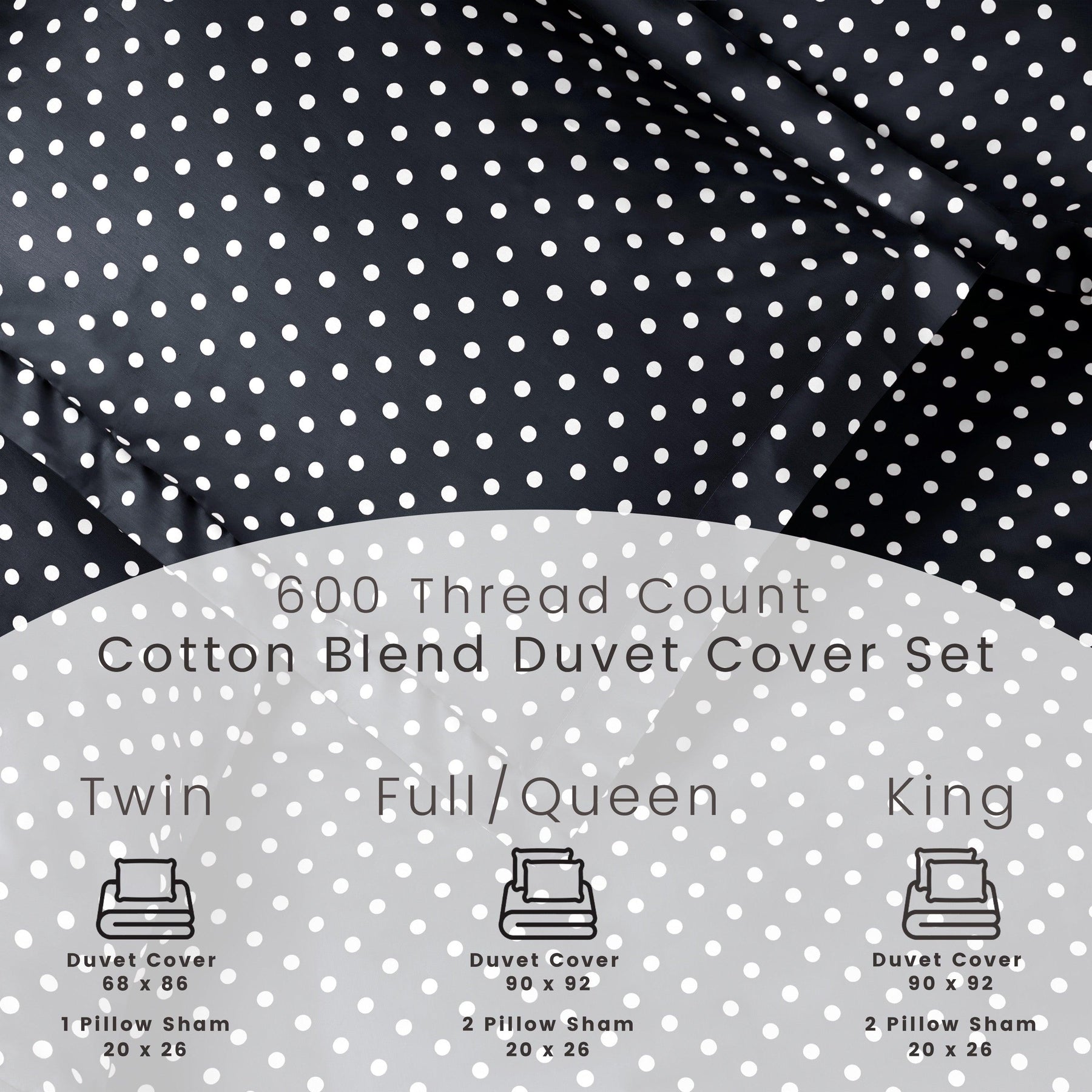 600 Thread Count Cotton Blend Polka Dot Plush Duvet Cover Set - Duvet Cover Set by Superior