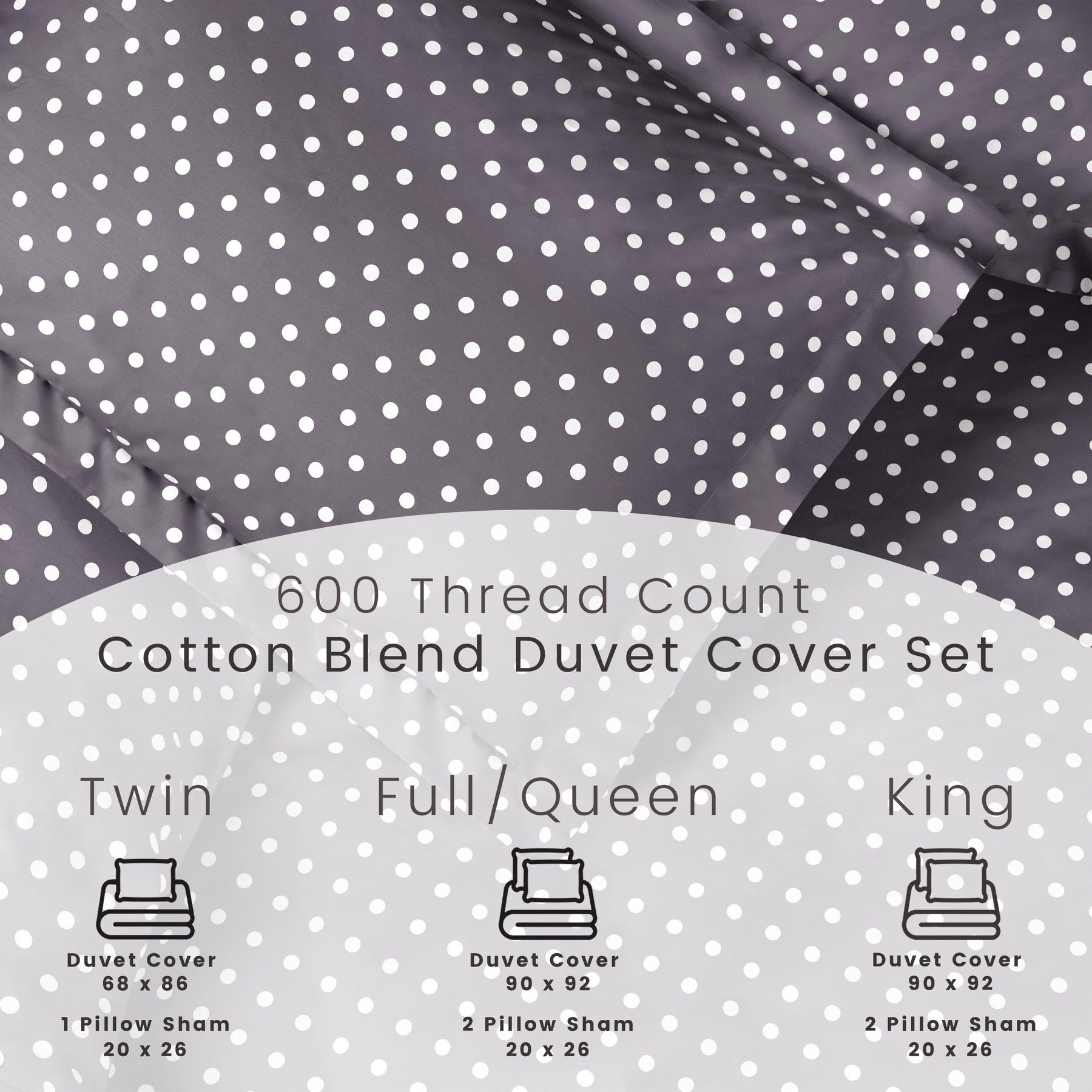 600 Thread Count Cotton Blend Polka Dot Plush Duvet Cover Set - Duvet Cover Set by Superior