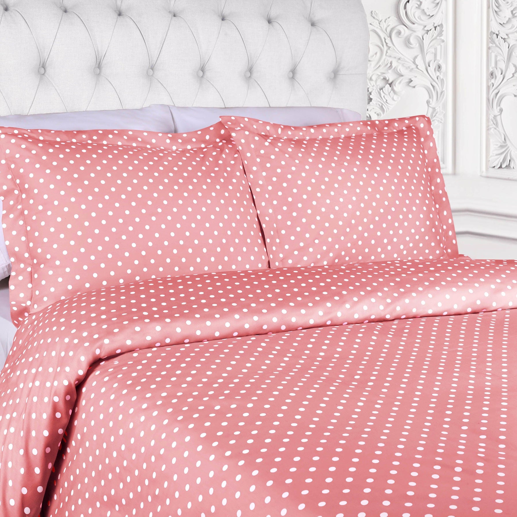 600 Thread Count Cotton Blend Polka Dot Plush Duvet Cover Set - Duvet Cover Set by Superior