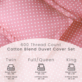 600 Thread Count Cotton Blend Polka Dot Plush Duvet Cover Set - Duvet Cover Set by Superior