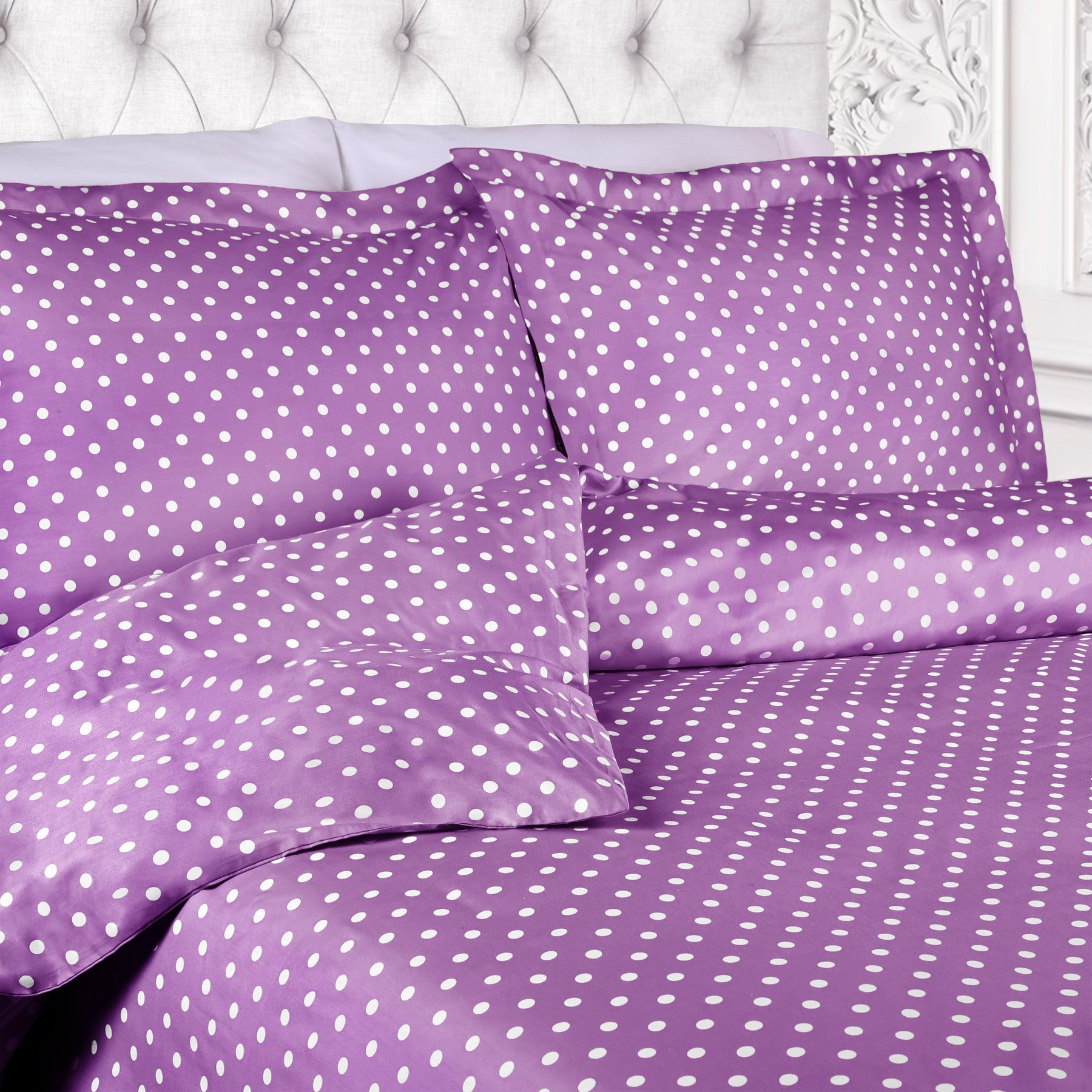 600 Thread Count Cotton Blend Polka Dot Plush Duvet Cover Set - Duvet Cover Set by Superior