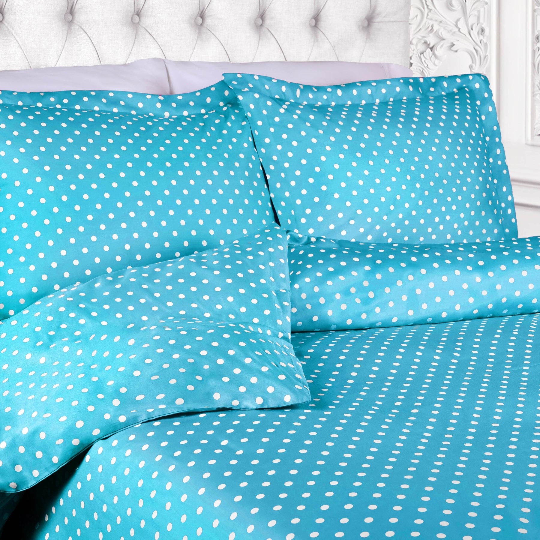 600 Thread Count Cotton Blend Polka Dot Plush Duvet Cover Set - Duvet Cover Set by Superior