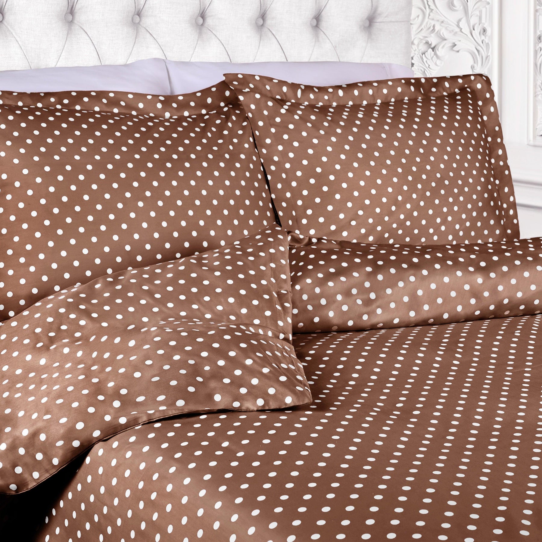 600 Thread Count Cotton Blend Polka Dot Plush Duvet Cover Set - Duvet Cover Set by Superior