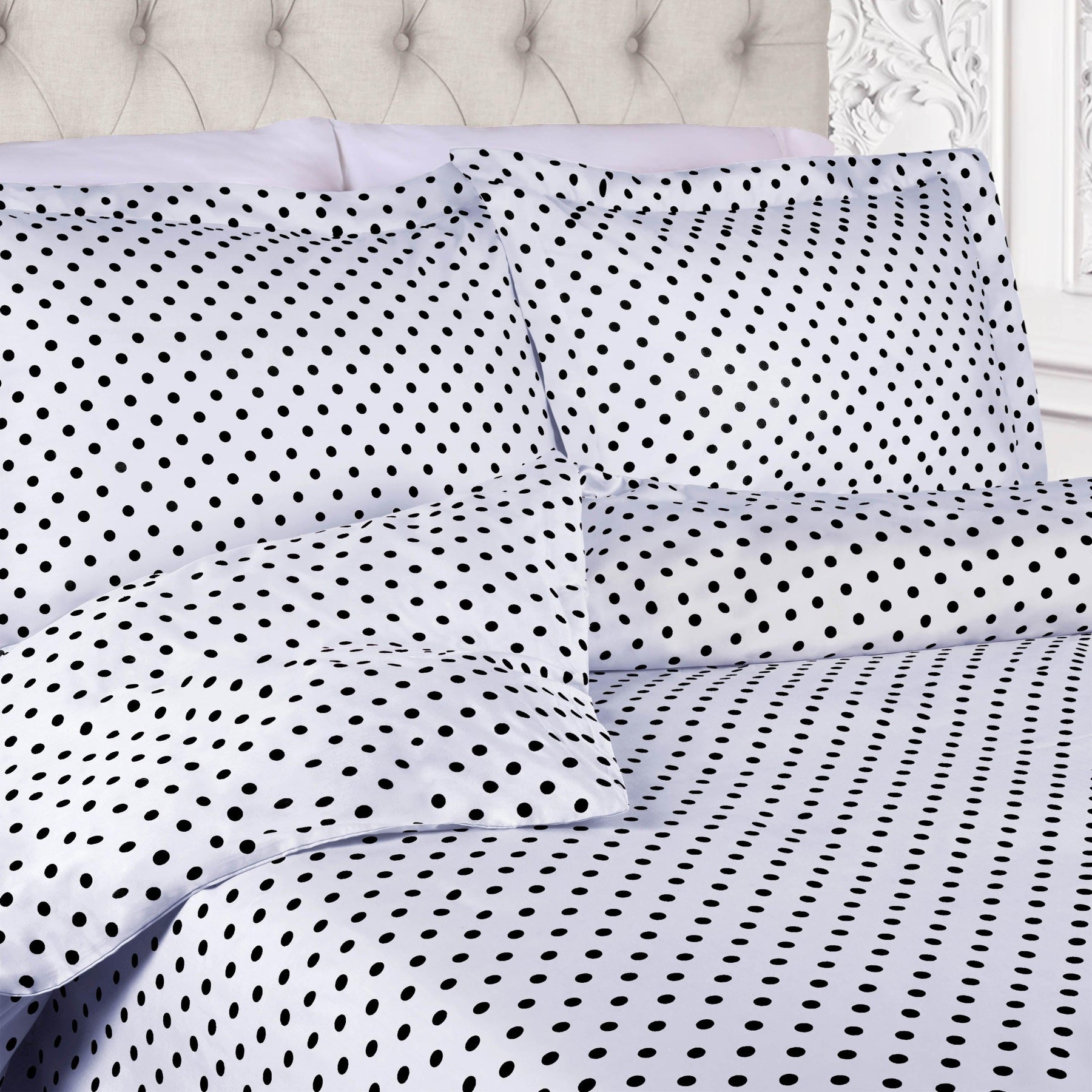 600 Thread Count Cotton Blend Polka Dot Plush Duvet Cover Set - Duvet Cover Set by Superior