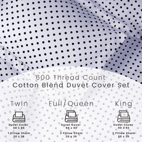 600 Thread Count Cotton Blend Polka Dot Plush Duvet Cover Set - Duvet Cover Set by Superior