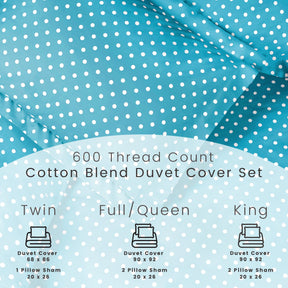 600 Thread Count Cotton Blend Polka Dot Plush Duvet Cover Set - Duvet Cover Set by Superior