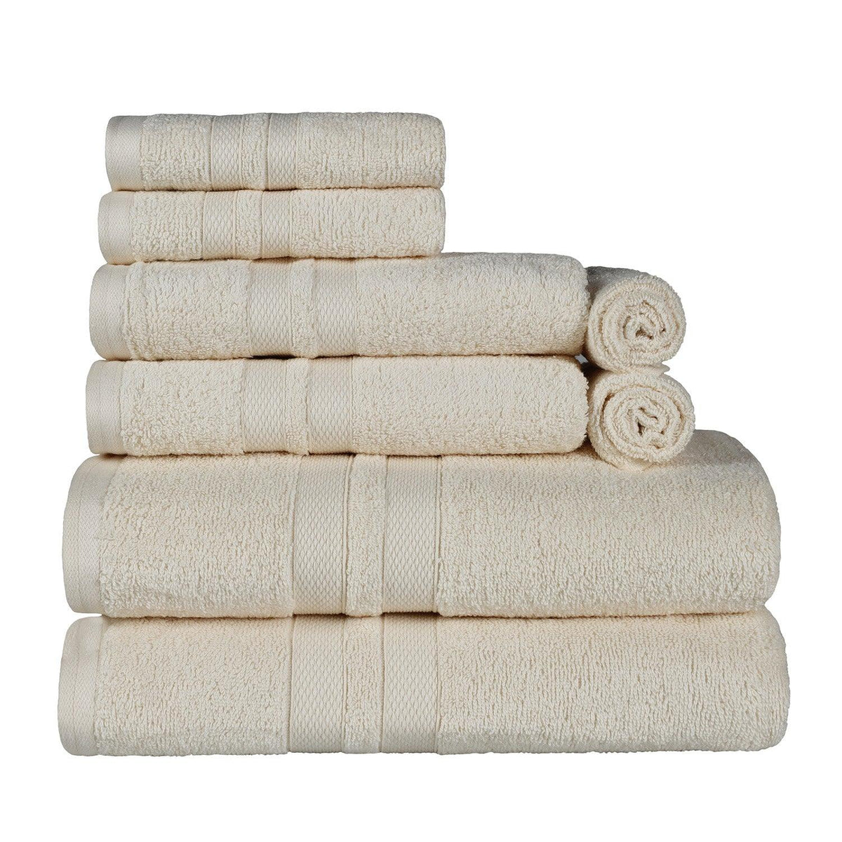 Ultra Soft Cotton Absorbent Solid Assorted 8 Piece Towel Set - Towel Set by Superior - Superior 