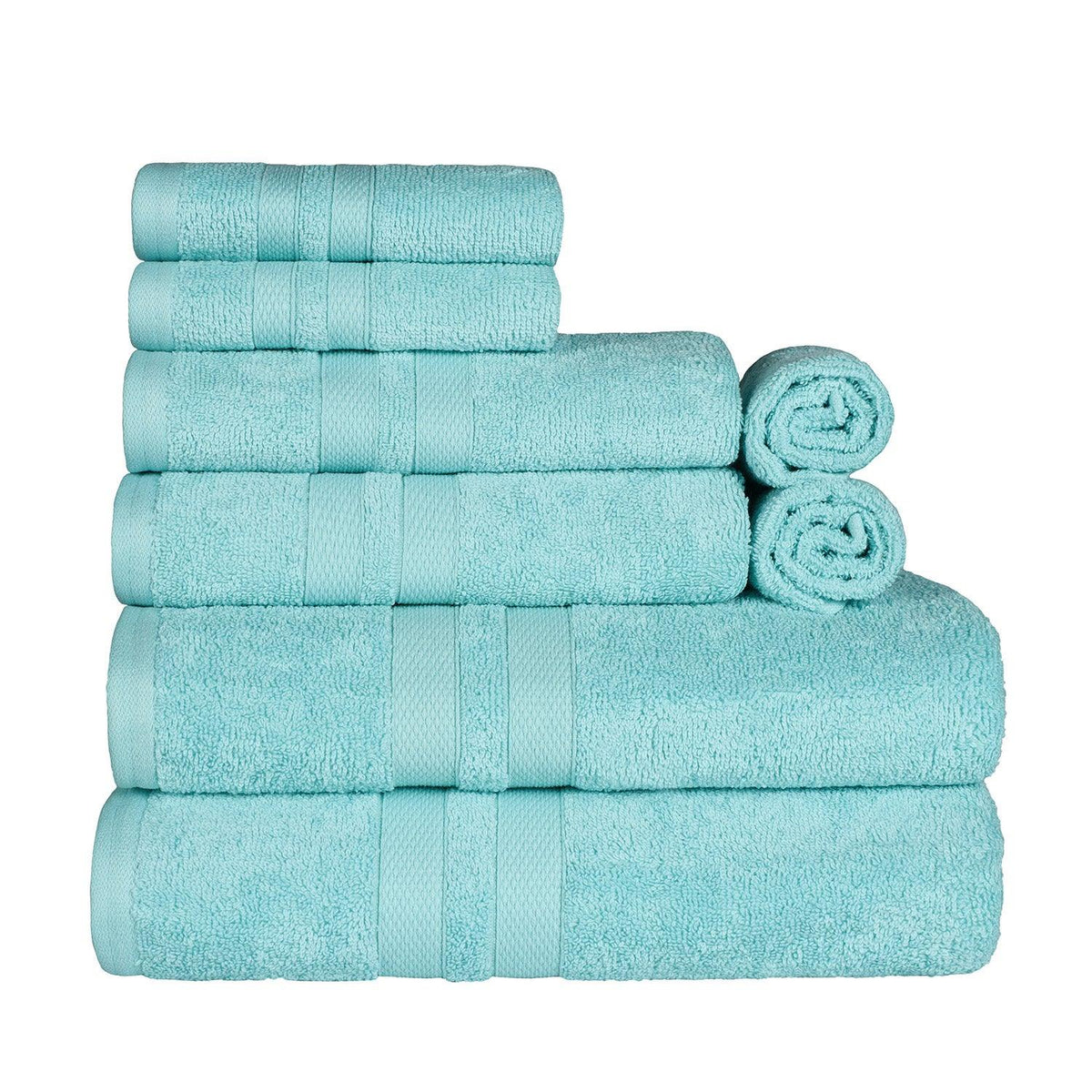 Ultra Soft Cotton Absorbent Solid Assorted 8 Piece Towel Set - Towel Set by Superior - Superior 