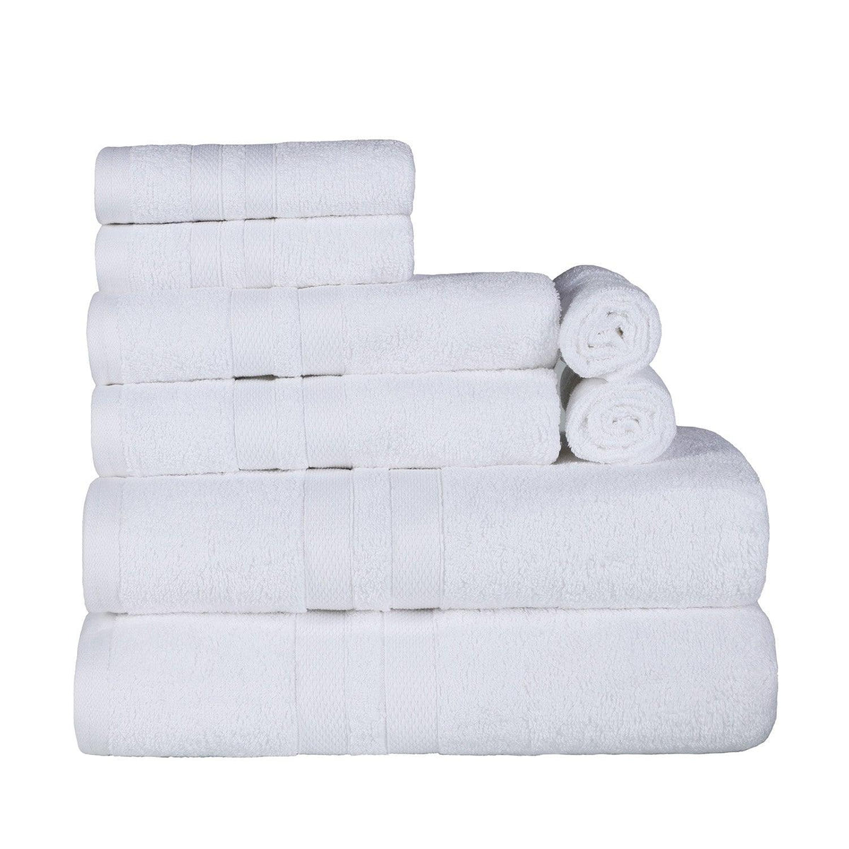 Ultra Soft Cotton Absorbent Solid Assorted 8 Piece Towel Set - Towel Set by Superior - Superior 