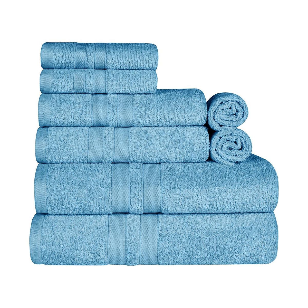 Ultra Soft Cotton Absorbent Solid Assorted 8 Piece Towel Set - Towel Set by Superior - Superior 