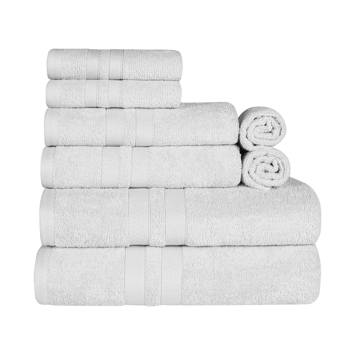 Ultra Soft Cotton Absorbent Solid Assorted 8 Piece Towel Set - Towel Set by Superior - Superior 