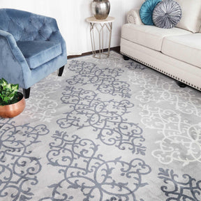 Contemporary Medallion Indoor Area or Runner Rug - Platinum