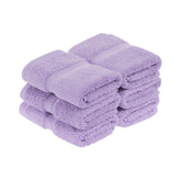 Egyptian Cotton Pile Heavyweight 6 Piece Face Towel Washcloth Set - Purple