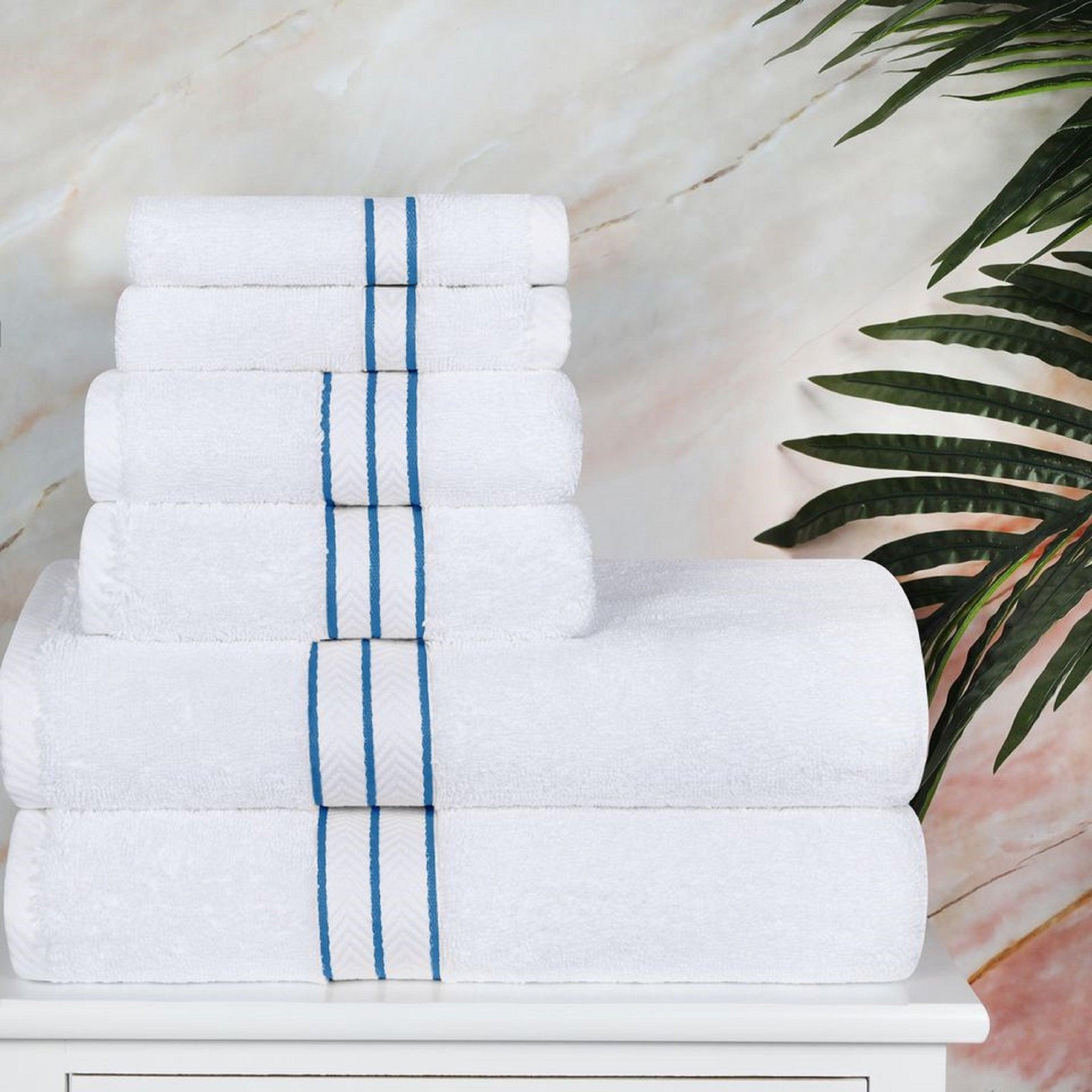 6pc Organic Cotton Bath Towel Set White
