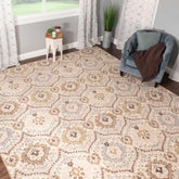 Augusta Rustic Floral Damask Non-Slip Indoor Washable Area Rug - Rugs by Superior - Superior 