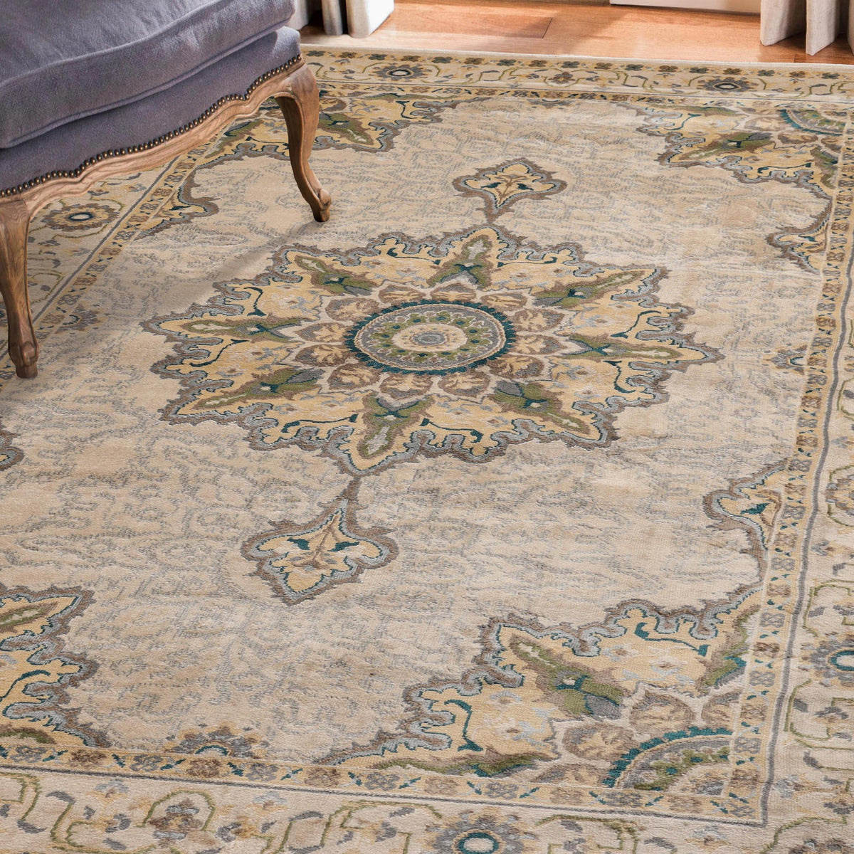 Edeline Medallion Oriental Indoor Large Area Rugs or Runner Rug - Beige