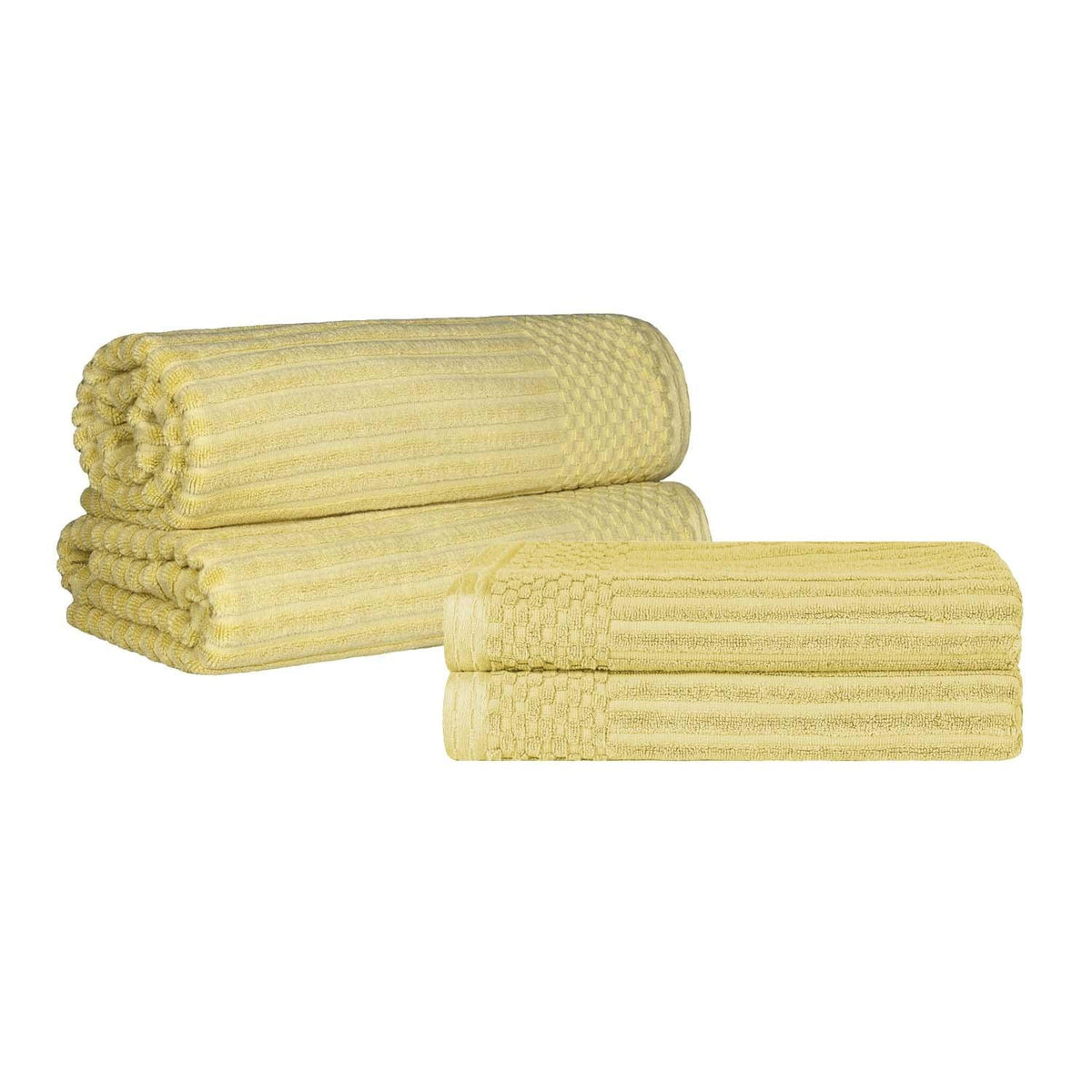 Soho Ribbed Textured Cotton Absorbent Bath Sheet & Bath Towel Set - Towel Set by Superior - Superior 