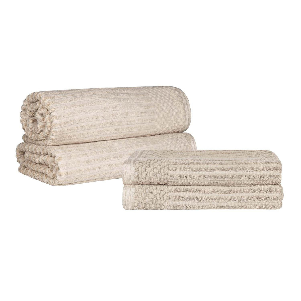 Soho Ribbed Textured Cotton Absorbent Bath Sheet & Bath Towel Set - Towel Set by Superior - Superior 