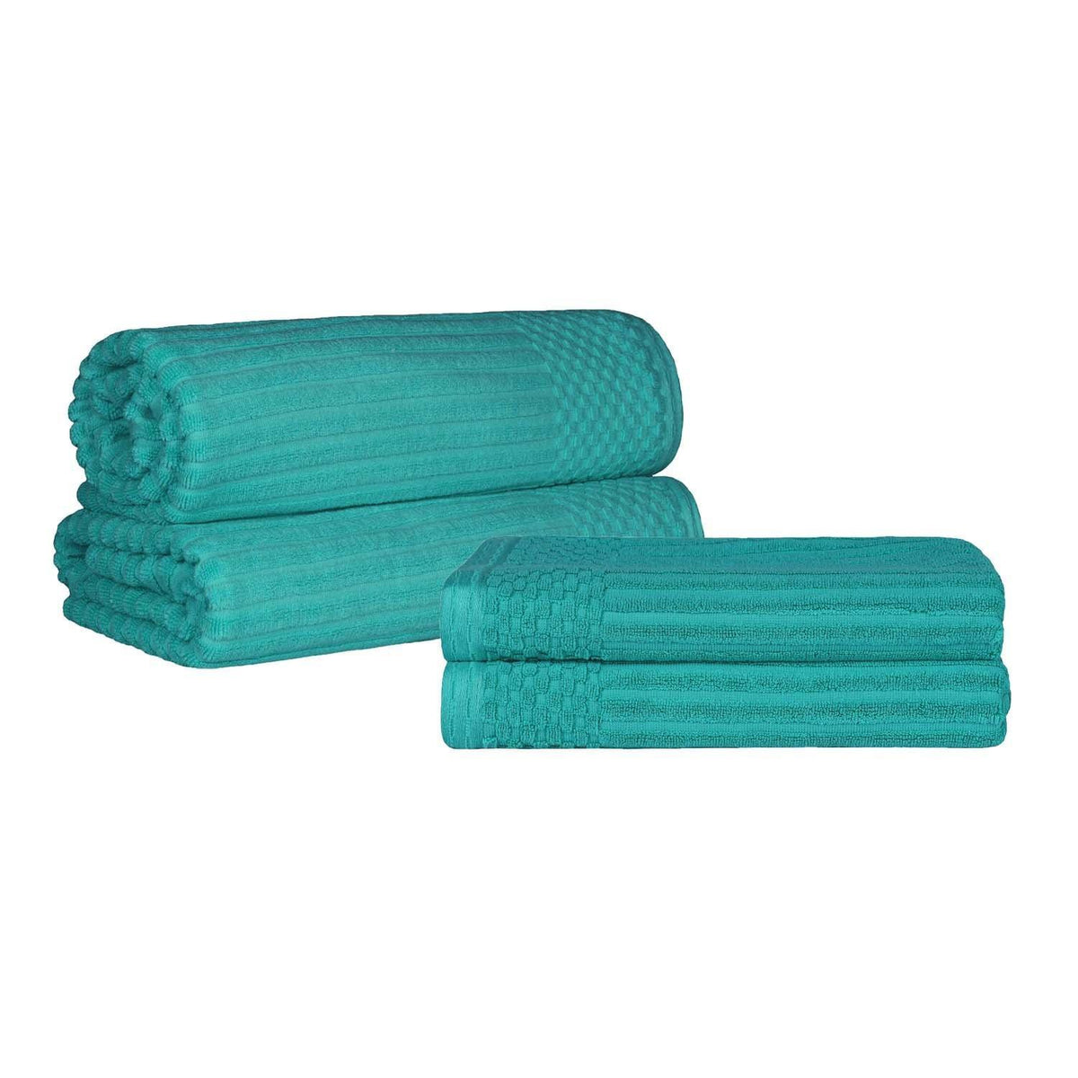 Soho Ribbed Textured Cotton Absorbent Bath Sheet & Bath Towel Set - Towel Set by Superior - Superior 