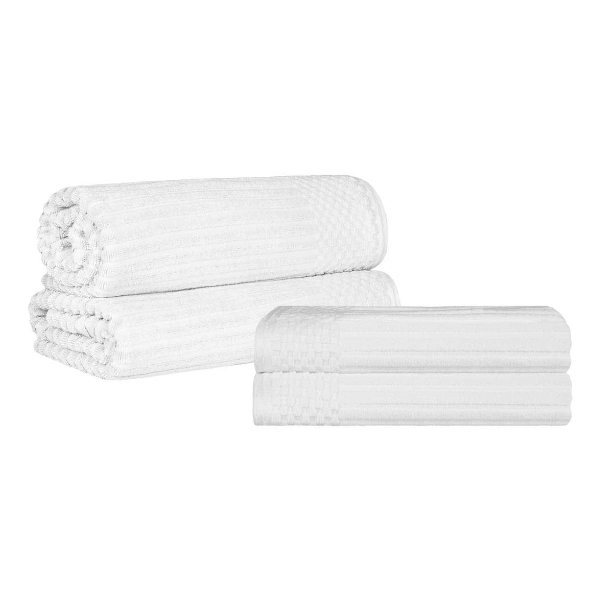 Soho Ribbed Textured Cotton Absorbent Bath Sheet & Bath Towel Set - Towel Set by Superior - Superior 