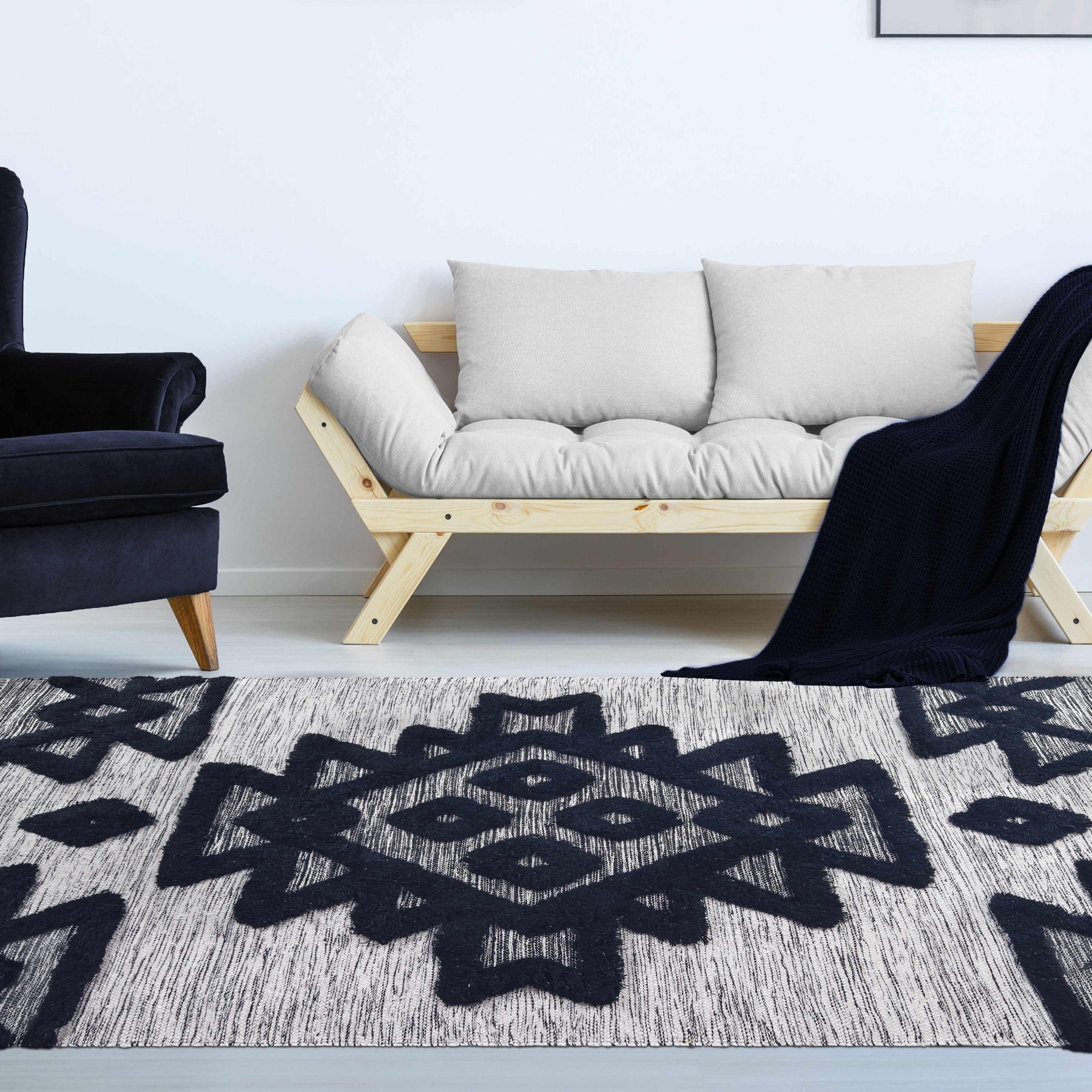 Bohemian Wool Geometric Medallion Fringe Indoor Area or Runner Rug - Rugs by Superior - Superior 