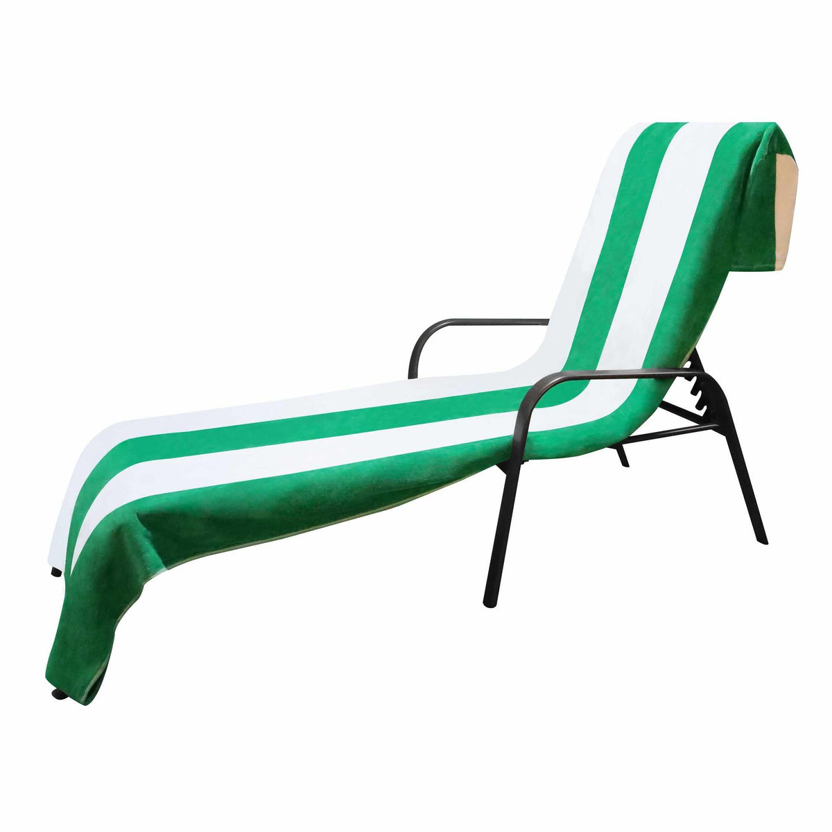 Cotton Standard Size Cabana Stripe Chaise Lounge Chair Cover - Green